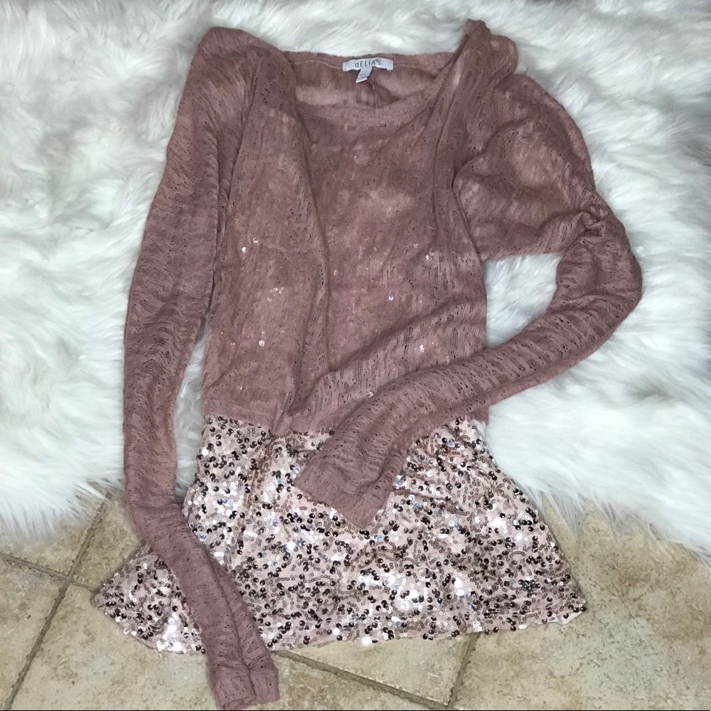 Rose Gold Sequin / Knit Top GOING OFF TO DONATION